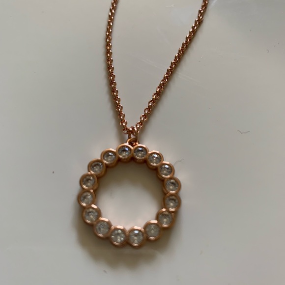 Kate Spade♠️Full Circle Pendant Necklace Rose Gold - Picture 3 of 7